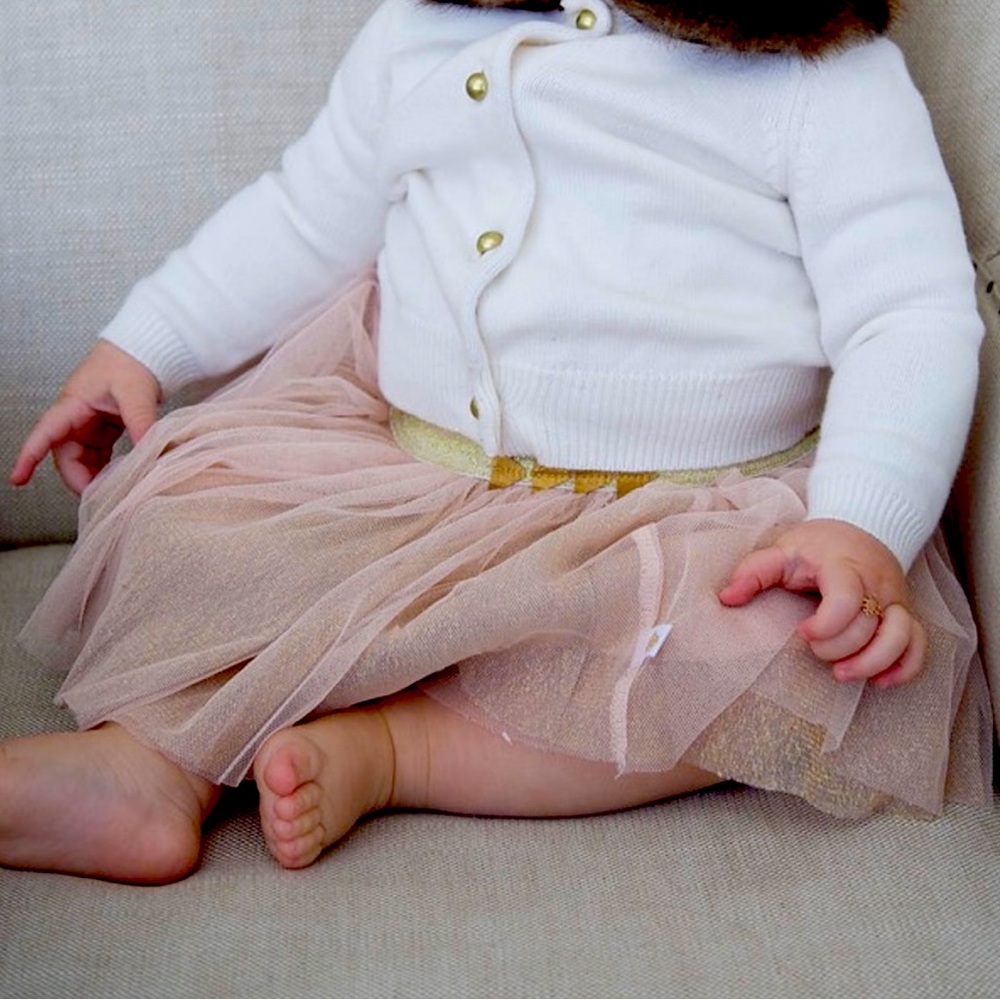 NWT Rosie Pope Girls' Mesh Tutu Blush Rose Gold & Gold Size 12M